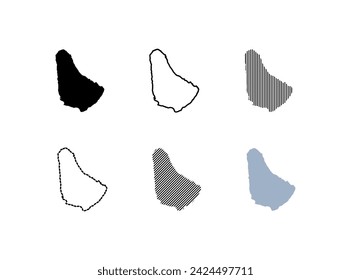 Outline map of Barbados. Silhouette, linear and flat style. Vector icons