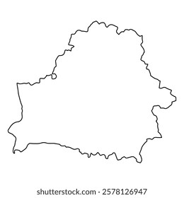 Outline Map of Belarus, Eastern Europe border shape geography