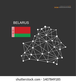 outline map of  Belarus  with nation flag.vector illustration.