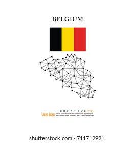 outline map of  Belgium  with nation flag.vector illustration.