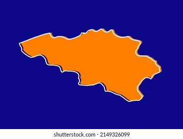 Mapa de esquema de Bélgica, mapa de concepto estilizado de Bélgica. Mapa naranja sobre fondo azul.