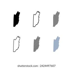 Outline map of Belize. Silhouette, linear and flat style. Vector icons