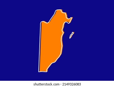 Mapa de esquema de Belice, mapa de concepto estilizado de Belice. Mapa naranja sobre fondo azul.