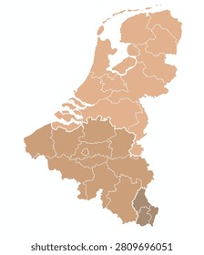 Outline map of Benelux countries 