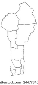 Umriss der Karte von Benin mit Regionen
