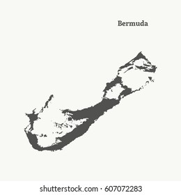 Outline map of Bermuda. Isolated vector illustration.