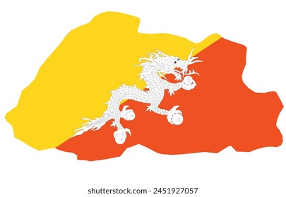 Outline of the map of Bhutan
