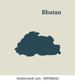 Outline map of Bhutan. Isolated vector illustration.