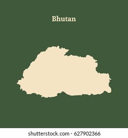 Outline map of Bhutan. Isolated vector illustration.