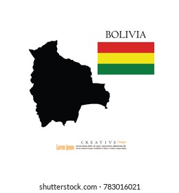 outline map of  Boliva with nation flag.vector illustration.
