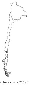 Umriss der Karte von Bolivien, Chile