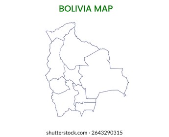 Outline map of Bolivia. High detailed map of Bolivia. South America.