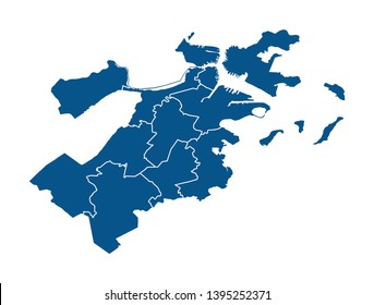 Boston City Limits Map Outline Map Boston Districts Stock Vector (Royalty Free) 1395252371 |  Shutterstock