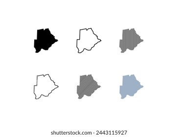 Outline map of the Botswana. Map of the Botswana. Linear style. Vector icons