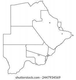 Umriss der Karte von Botswana mit Regionen