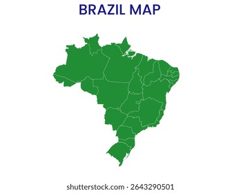 Outline map of Brazil. High detailed map of Brazil. South America