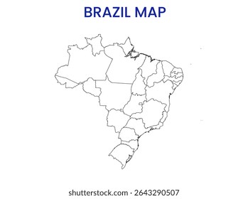 Outline map of Brazil. High detailed map of Brazil. South America