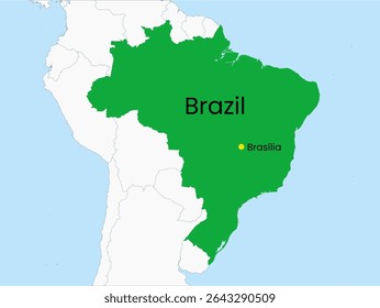 Outline map of Brazil. High detailed map of Brazil. South America