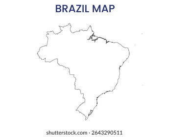 Outline map of Brazil. High detailed map of Brazil. South America