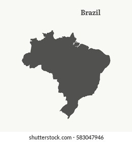 Outline map of Brazil. Isolated vector illustration.