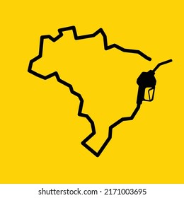 Mapa de esquema de brasil hecho de una bomba de gasolina