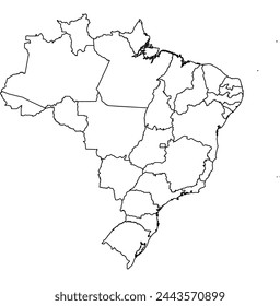 Outline of the map of Brazil with regions