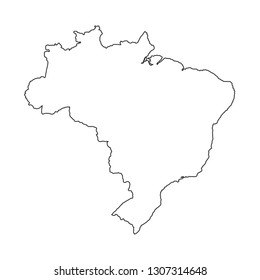 Outline map of Brazil vector icon isolated on white background. Vector illustration .