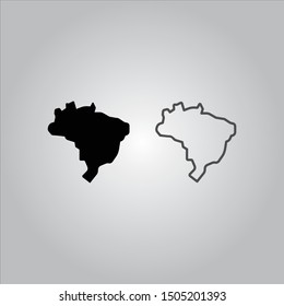 Outline map of Brazil vector icon eps 10