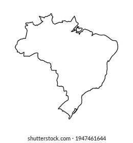 Outline map of Brazil white background. Vector map with contour.