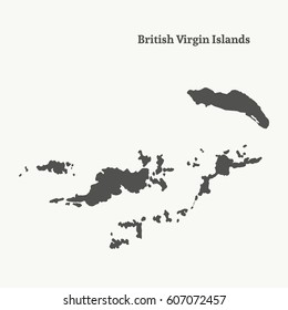 Outline map of British Virgin Islands. Isolated vector illustration.