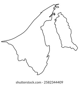 Outline Map of Brunei Darussalam Brunei country Southeast Asia