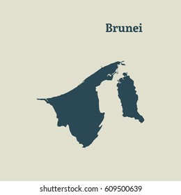 Outline map of Brunei. Isolated vector illustration.