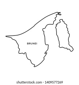 Outline Map of Brunei Vector Design Template. Editable Stroke