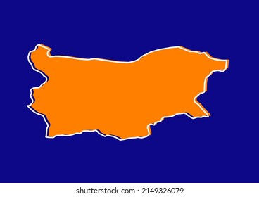 Mapa de esquema de Bulgaria, mapa de concepto estilizado de Bulgaria. Mapa naranja sobre fondo azul.