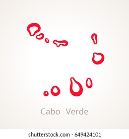 Outline map of Cabo Verde (Cape Verde) marked with red line.