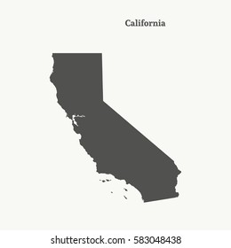 Outline map of California. Isolated vector illustration.