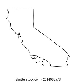 Outline map of California white background. Vector map with contour.