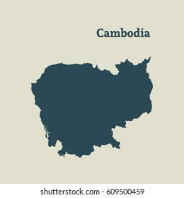 Outline map of Cambodia. Isolated vector illustration.