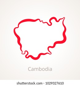 Outline map of Cambodia marked with red line.