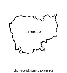 Outline Map of Cambodia Vector Design Template. Editable Stroke