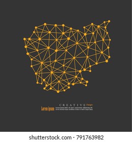 outline map of Cambodia. vector illustration.