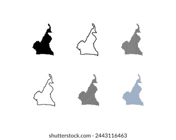 Outline map of the Cameroon. Map of the Cameroon. Linear style. Vector icons