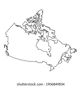 Outline map of Canada with districts on white background. Vector map with contour.