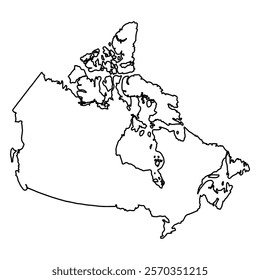 Outline Map of Canada, North American Country