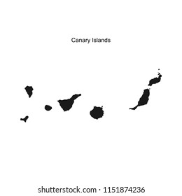 Outline map of the Canary Islands. Vector illustration. 