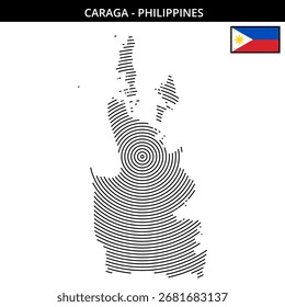 Mapa esquemático de Caraga destacando sus características únicas