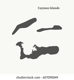 Outline map of Cayman Islands. Isolated vector illustration.