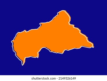 Outline map of Central African Republic, stylized concept map of Central African Republic. Orange map on blue background.