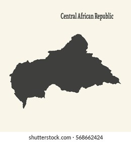 Outline map of Central African Republic. Isolated vector illustration.