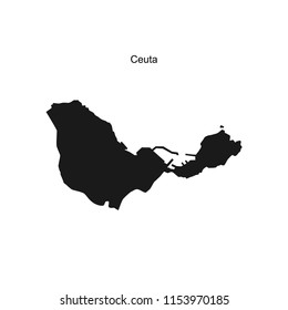 Outline map of Ceuta, Spanish autonomous city on the north coast of Africa. Vector illustration. 
